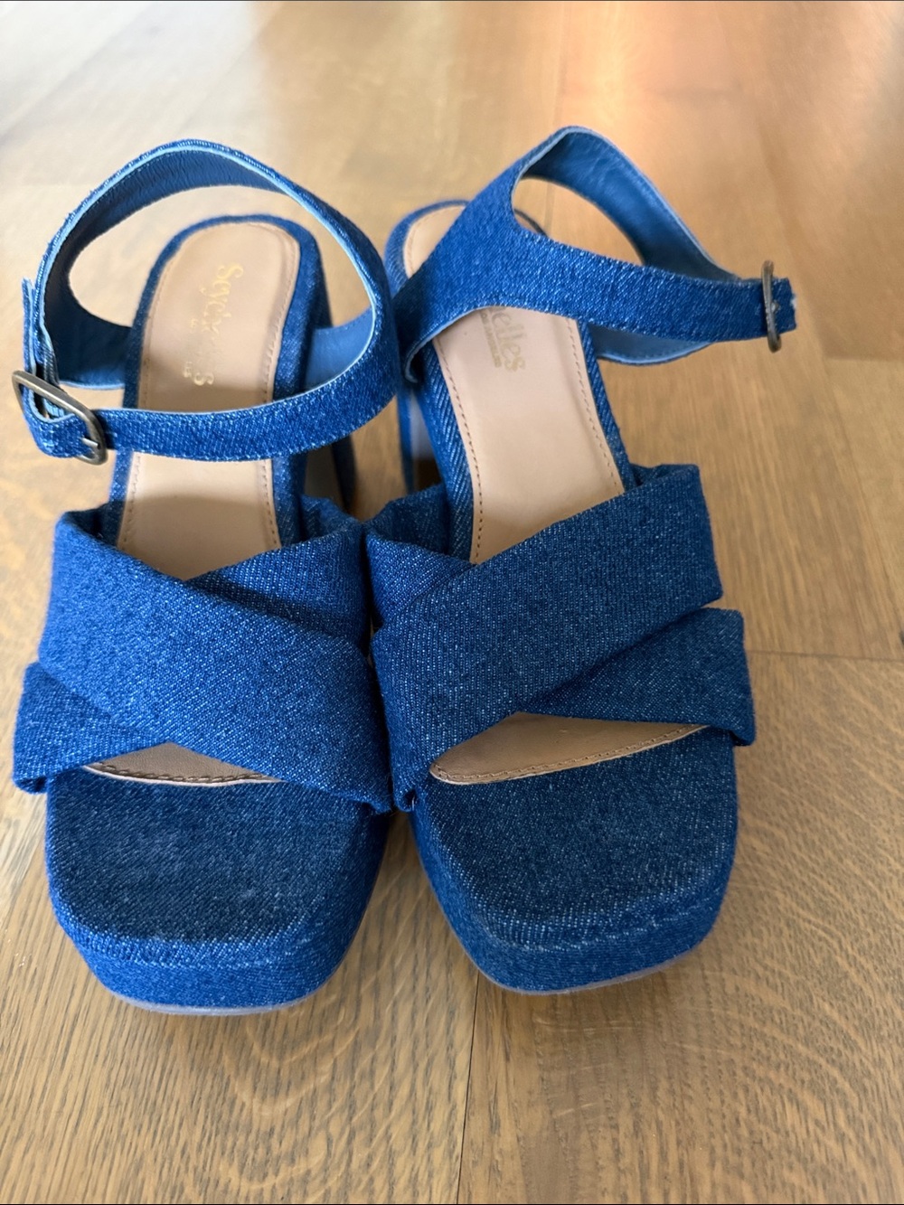 Seychelles Denim Blue Platform Sandals